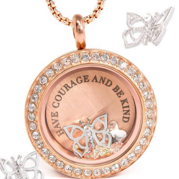 Medium Rose Gold Living Locket Face w/ Crystals - Picture 3 of 6